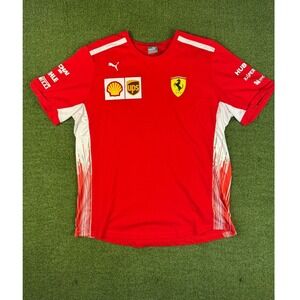 Puma Ferrari Scuderia Team Polo Shirt Red White Motorsport Mens XL